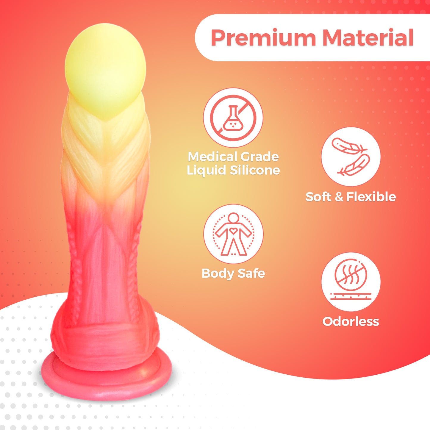Fantasy Dildo Orange Yellow Pink Neon Colors