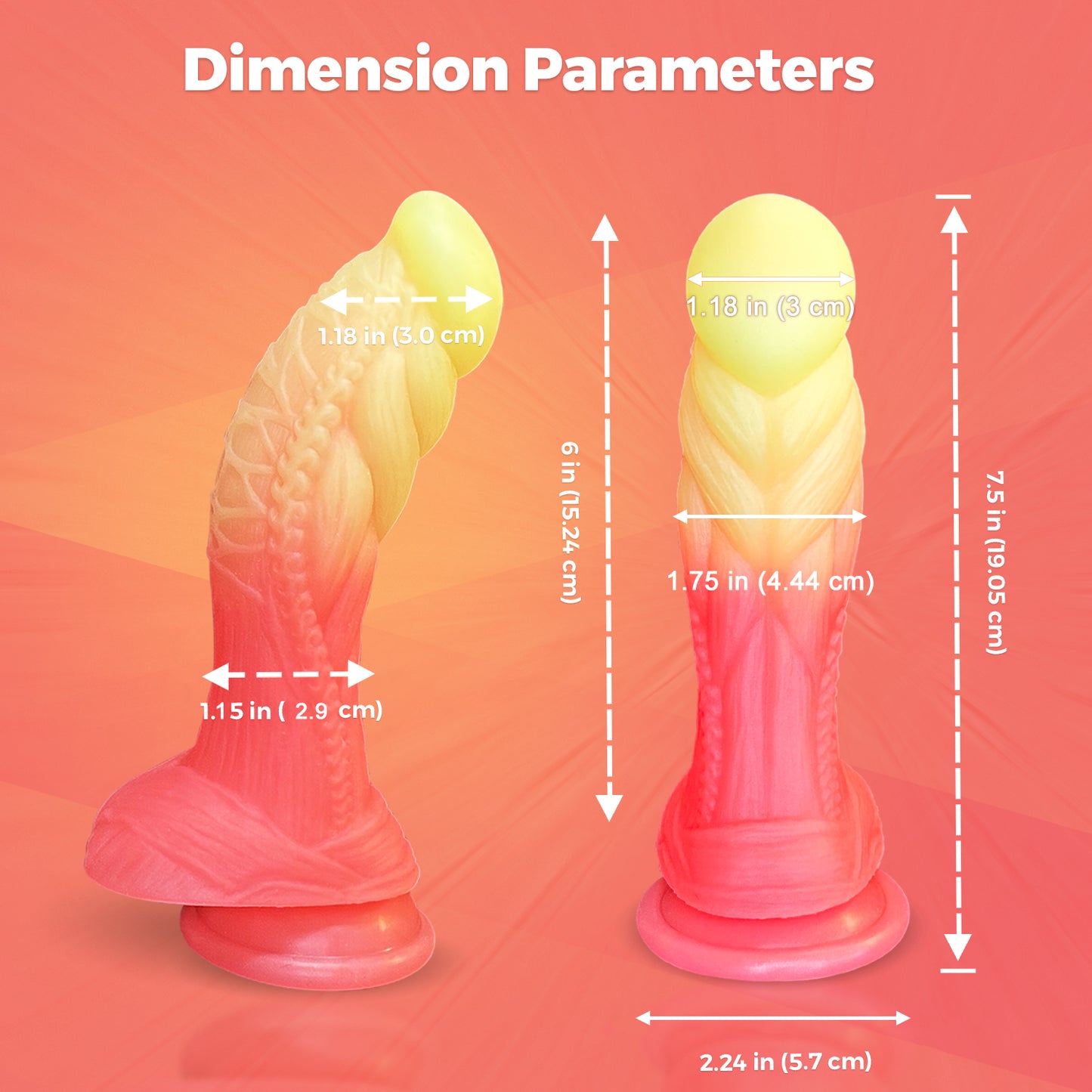 Fantasy Dildo Orange Yellow Pink Neon Colors