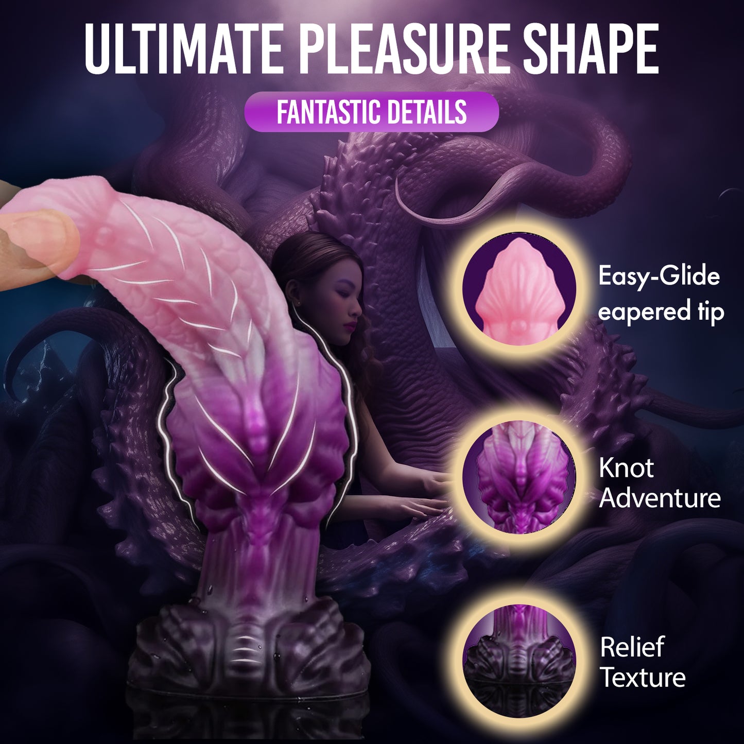 Small Fantasy Silicone Dildo with Knot Purple