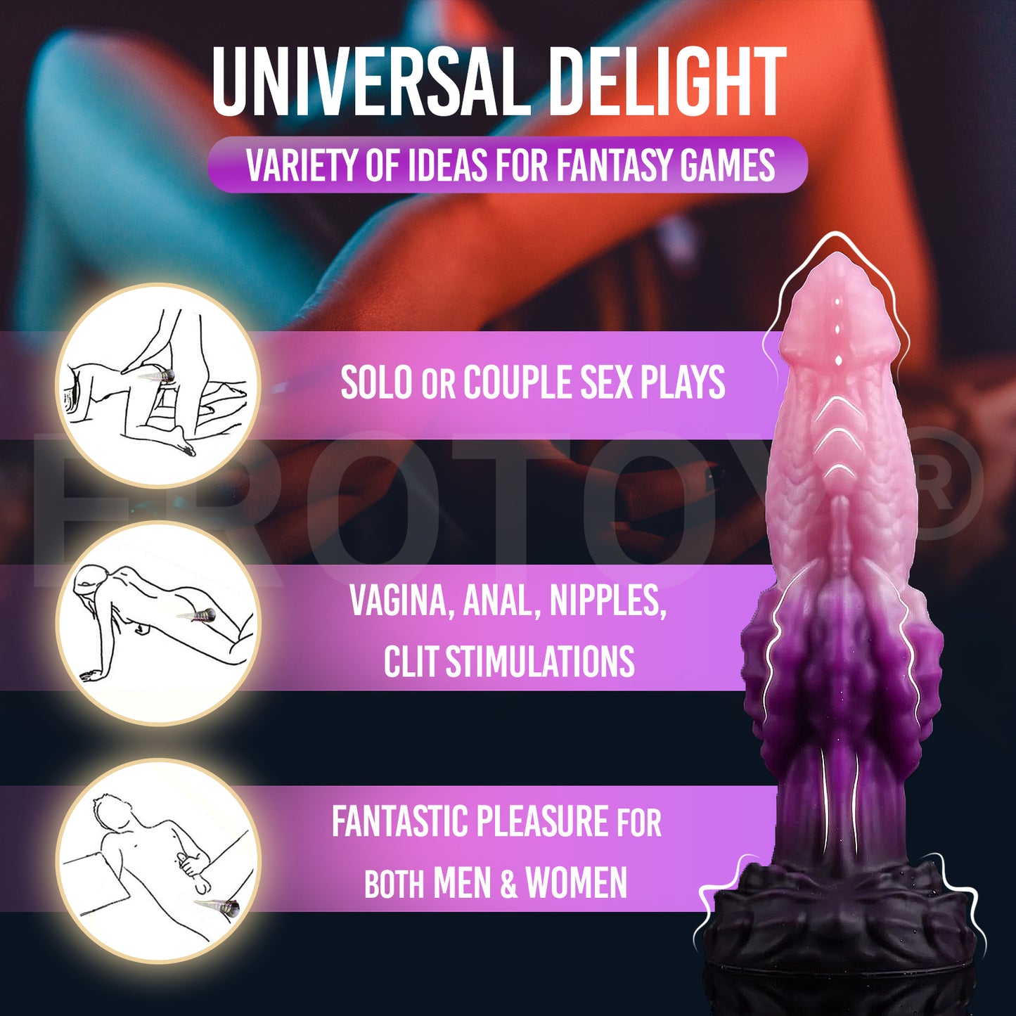 Small Fantasy Silicone Dildo with Knot Purple