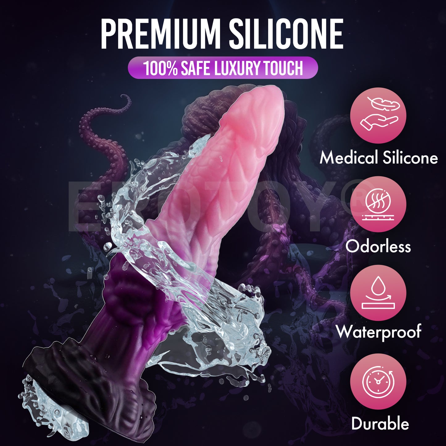 Small Fantasy Silicone Dildo with Knot Purple