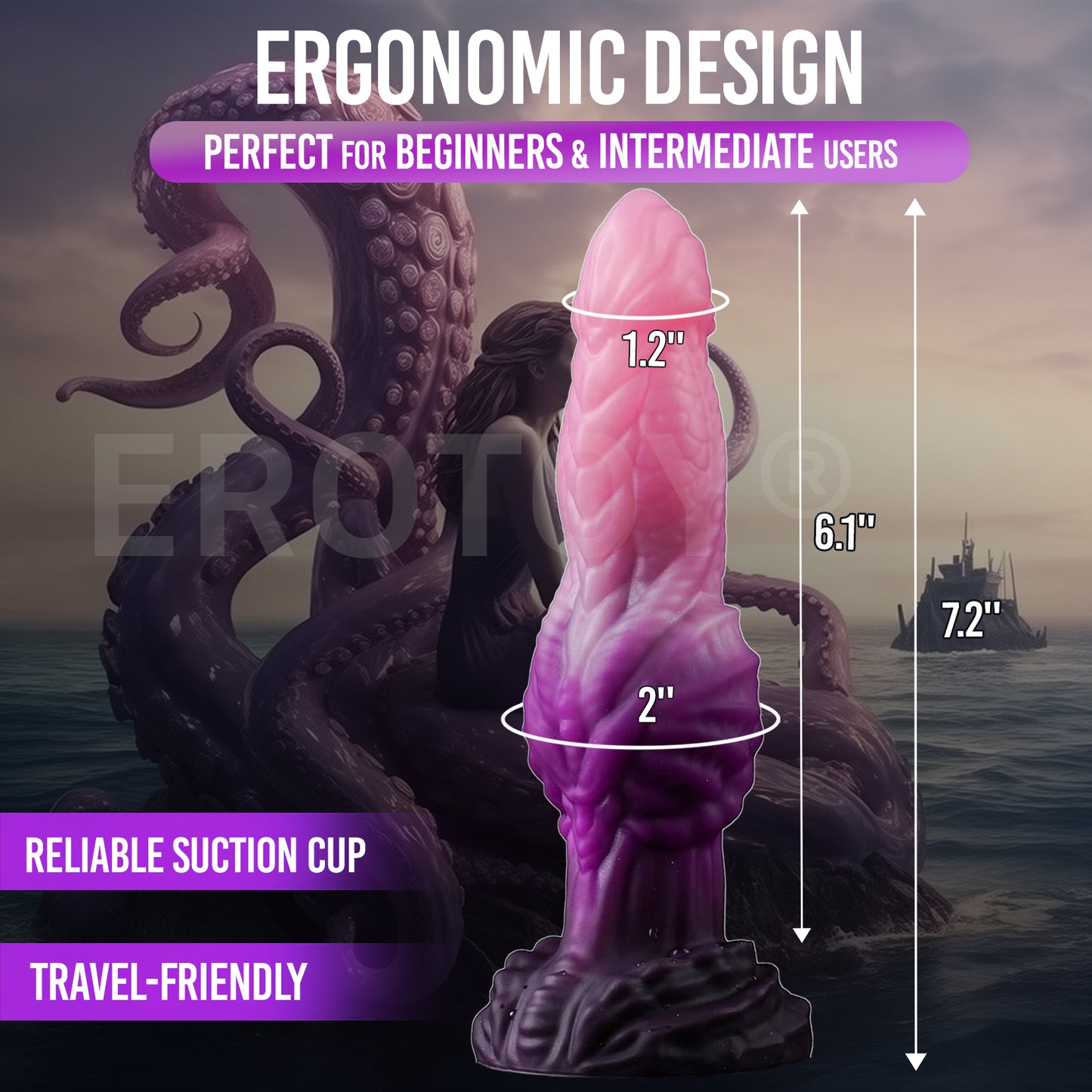 Small Fantasy Silicone Dildo with Knot Purple