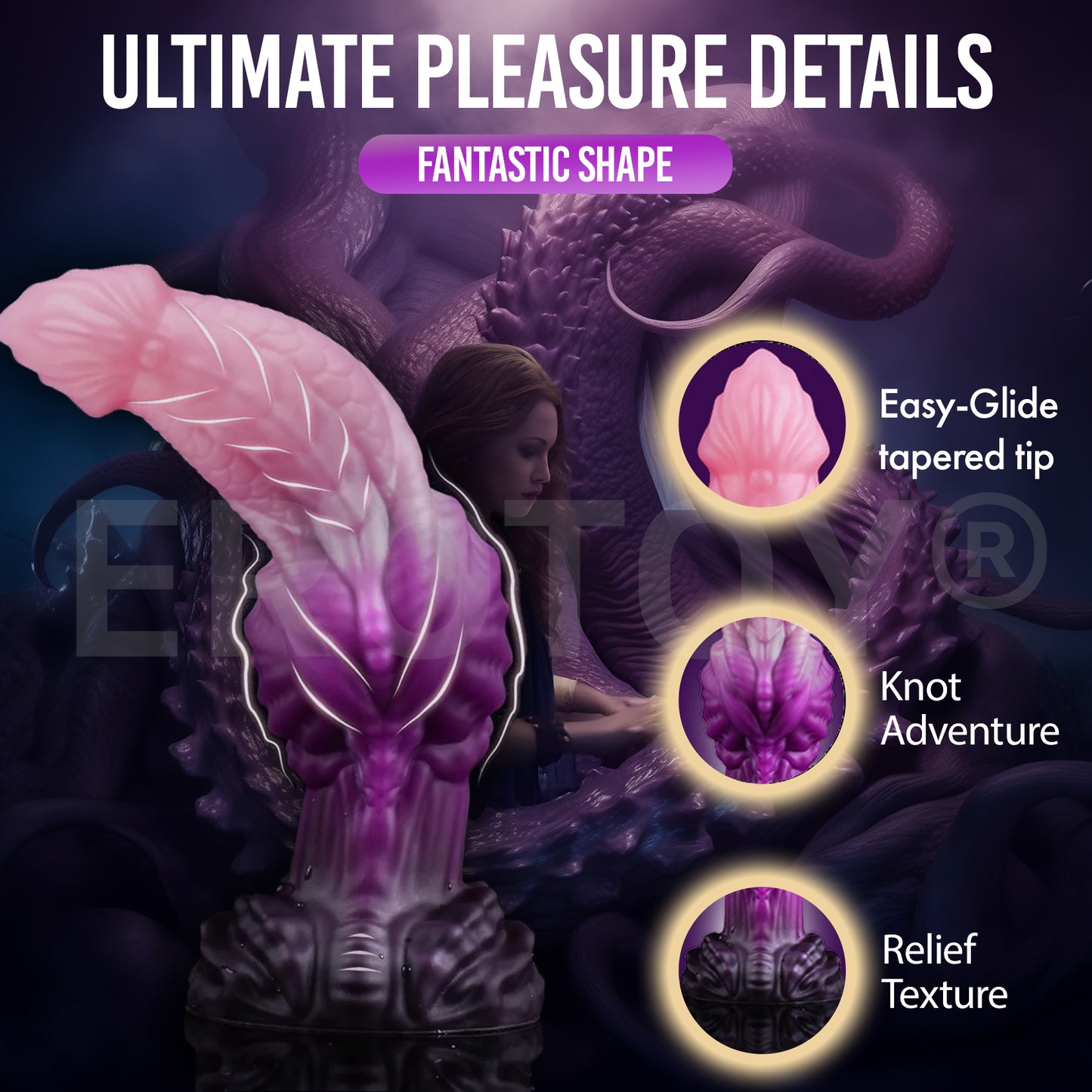 Small Fantasy Silicone Dildo with Knot Purple