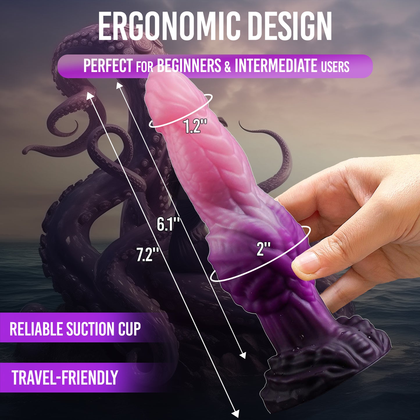 Small Fantasy Silicone Dildo with Knot Purple