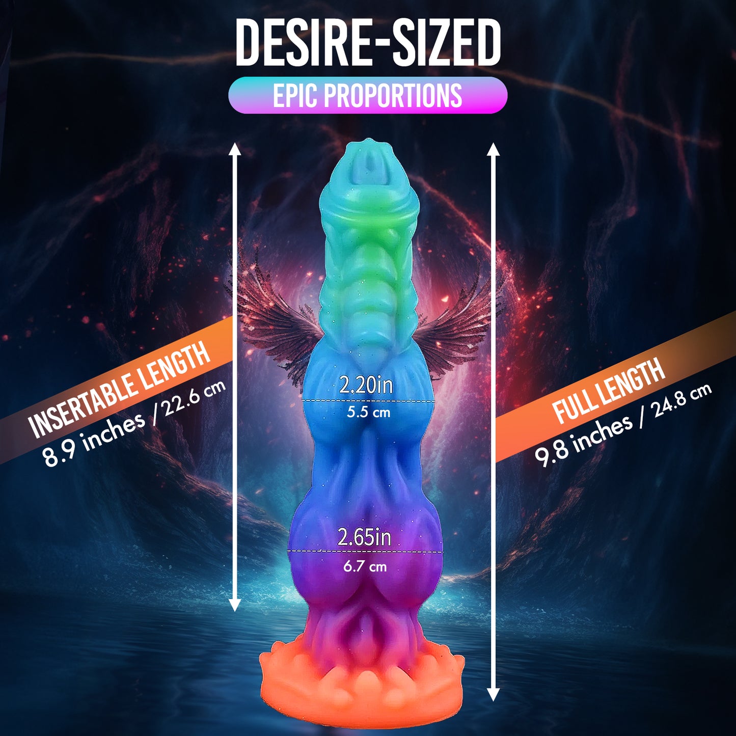 Big 2-Knot Colorful Fantasy Silicone Dildo – Glow-in-the-Dark