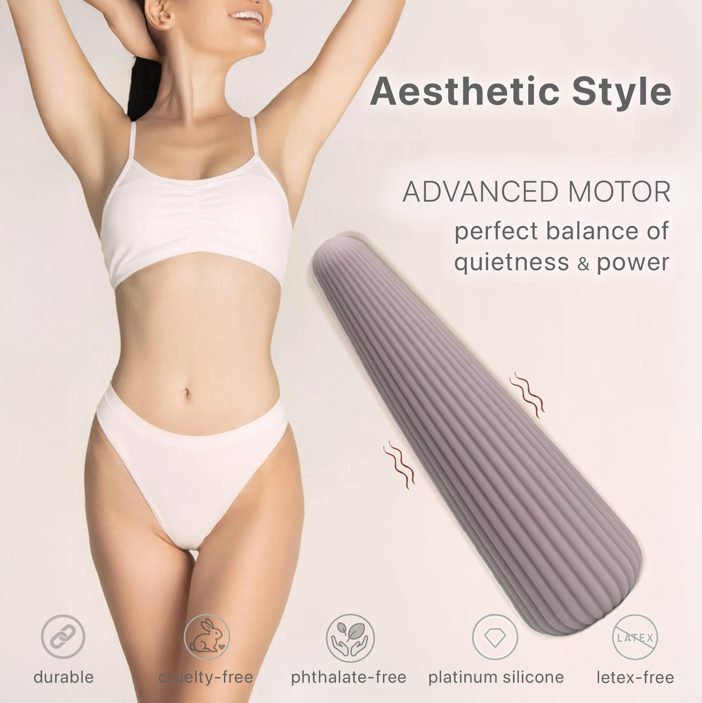 Flexible Soft Silicone Vibrator with Micro Ribs
