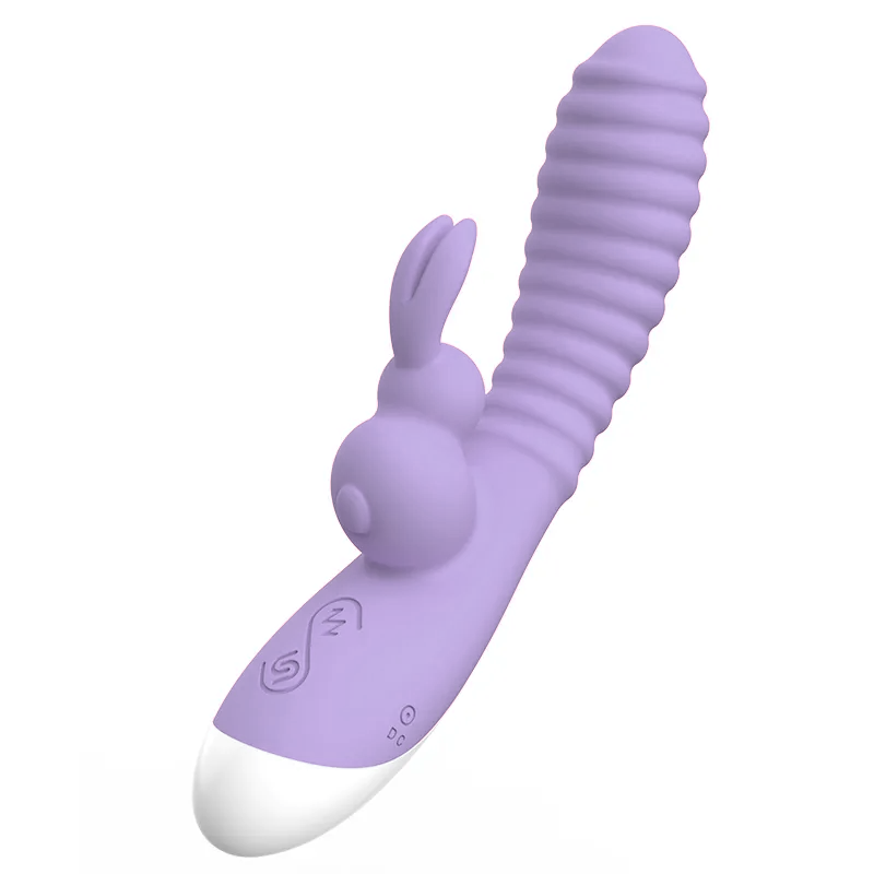 Ribbed G Spot Rabbit Vibrator with Bunny Ears for Clitoris G-spot Stimulation