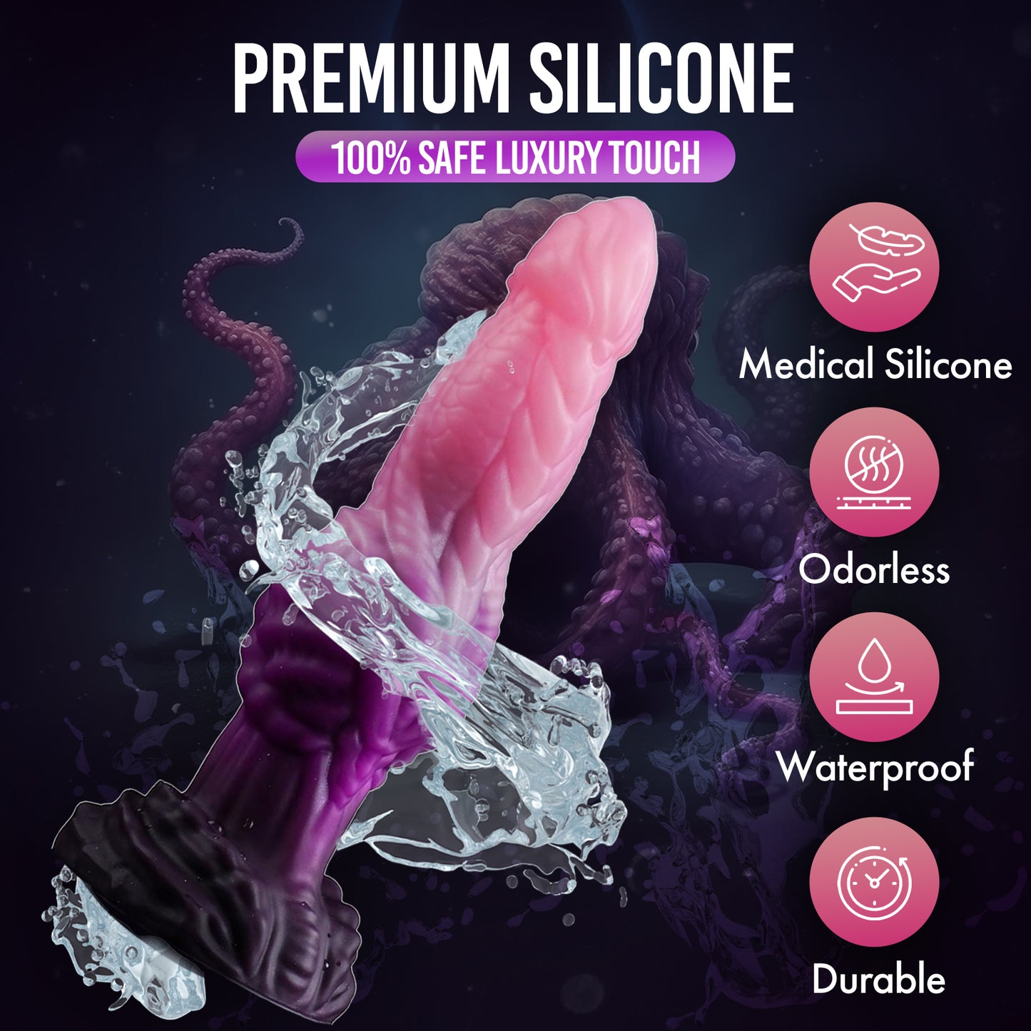 Small Fantasy Silicone Dildo with Knot Purple