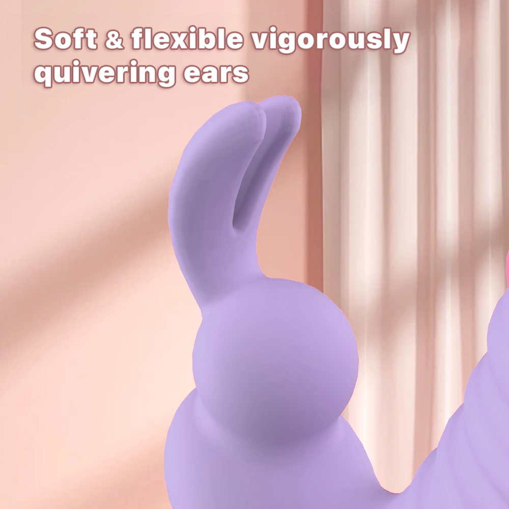 Ribbed G Spot Rabbit Vibrator with Bunny Ears for Clitoris G-spot Stimulation