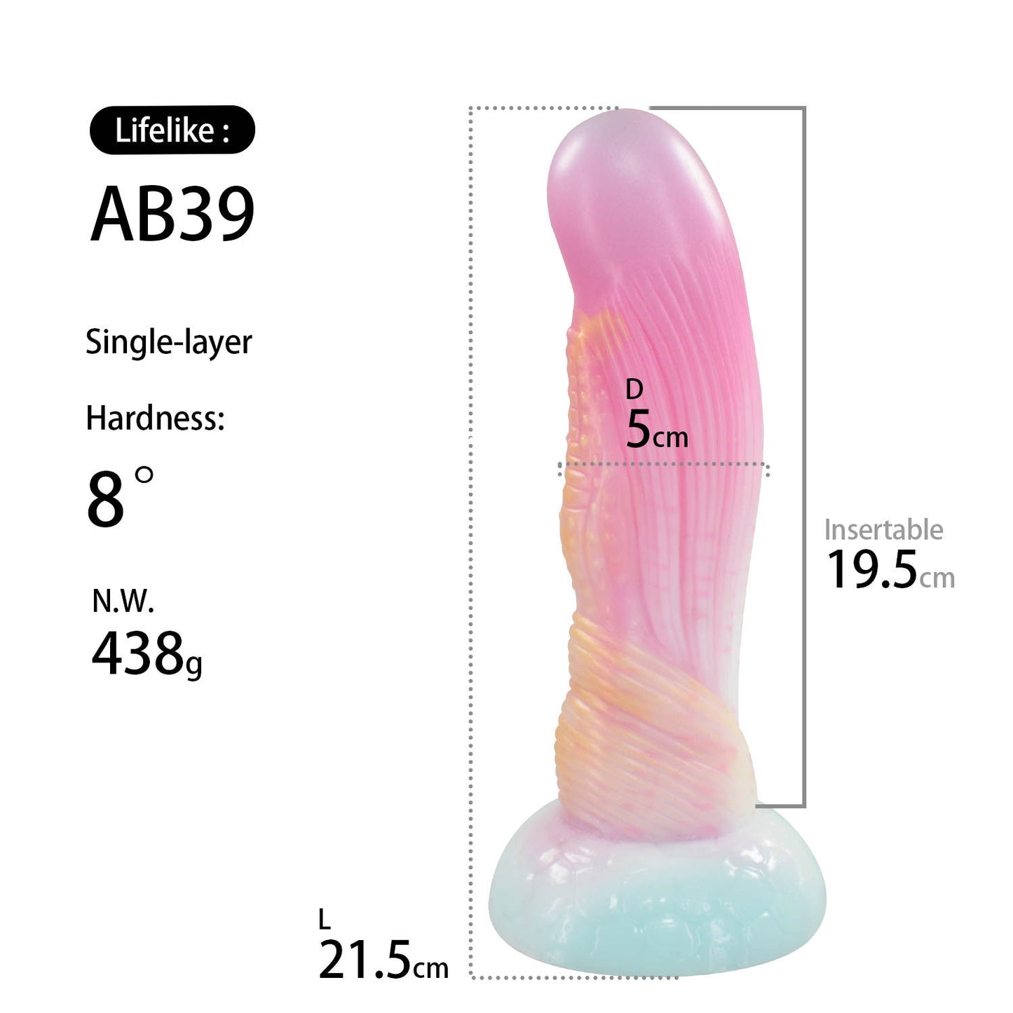 Colorful Fantasy Thick Dildo 8.5 inch Soft Silicone