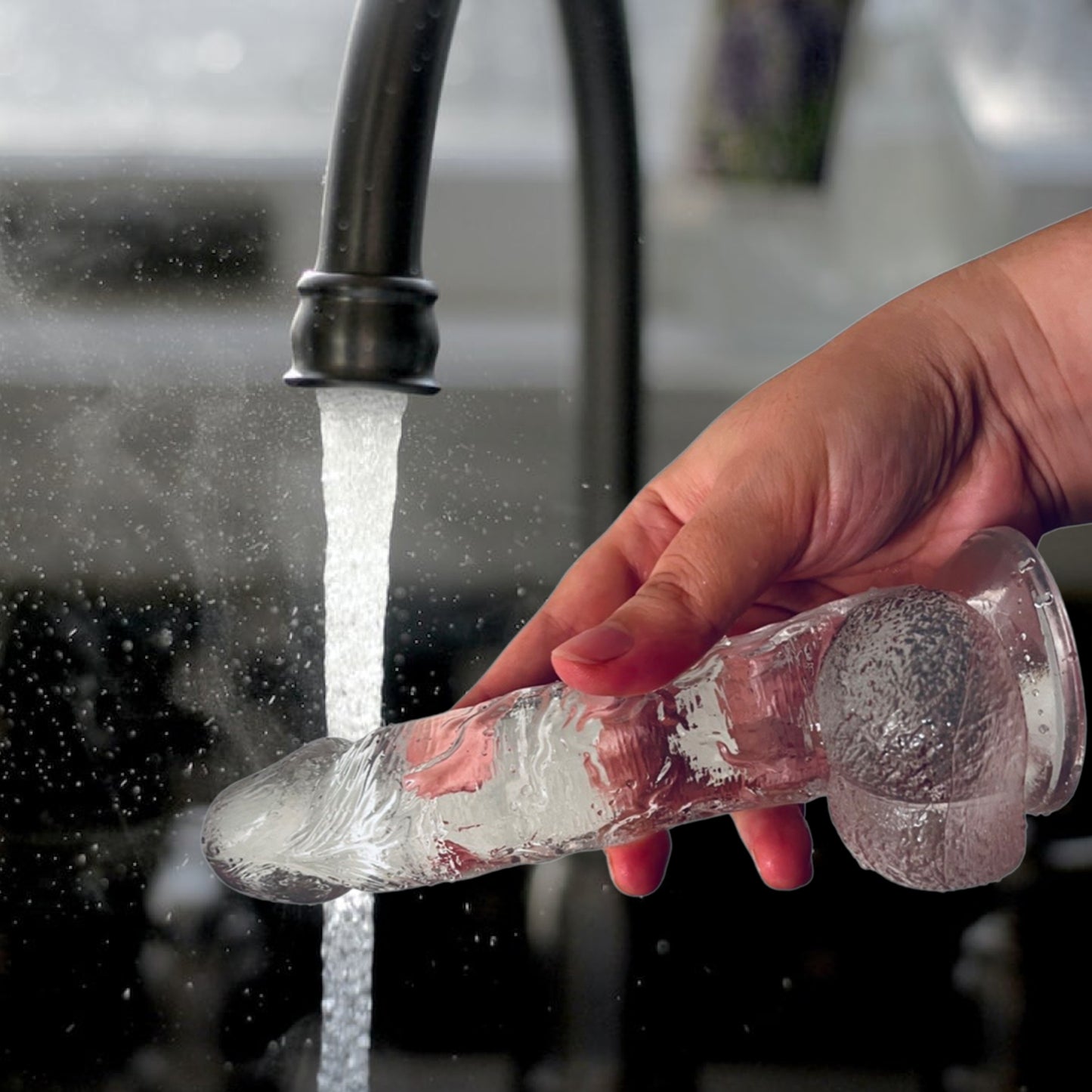 Erotoy Clear Realistic Textured Jelly Dildo 7" with Suction Cup