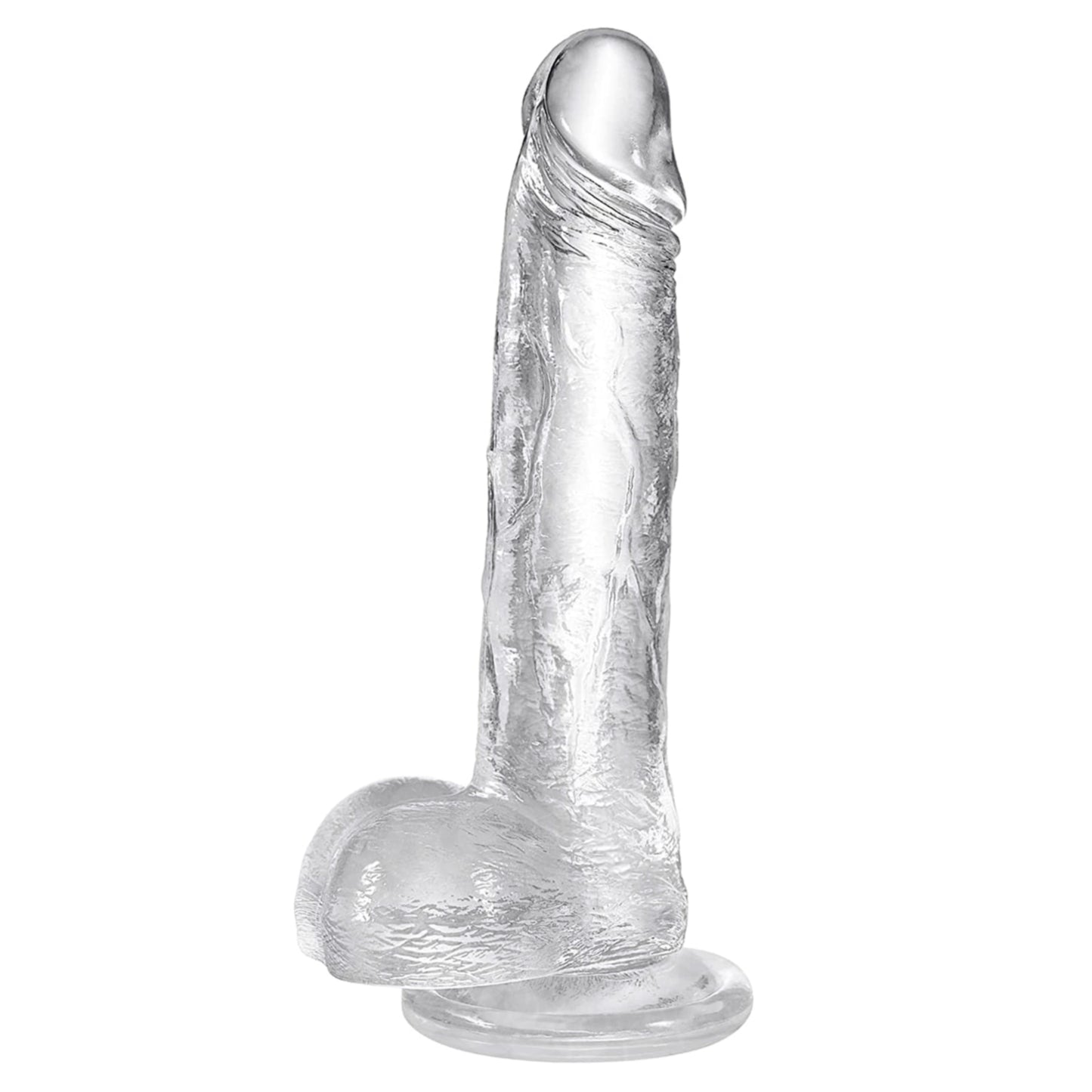 Clear Realistic Textured Jelly Dildo 8" with Suction Cup
