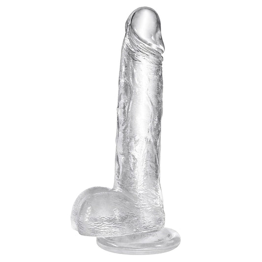 Clear Realistic Textured Jelly Dildo 8" with Suction Cup