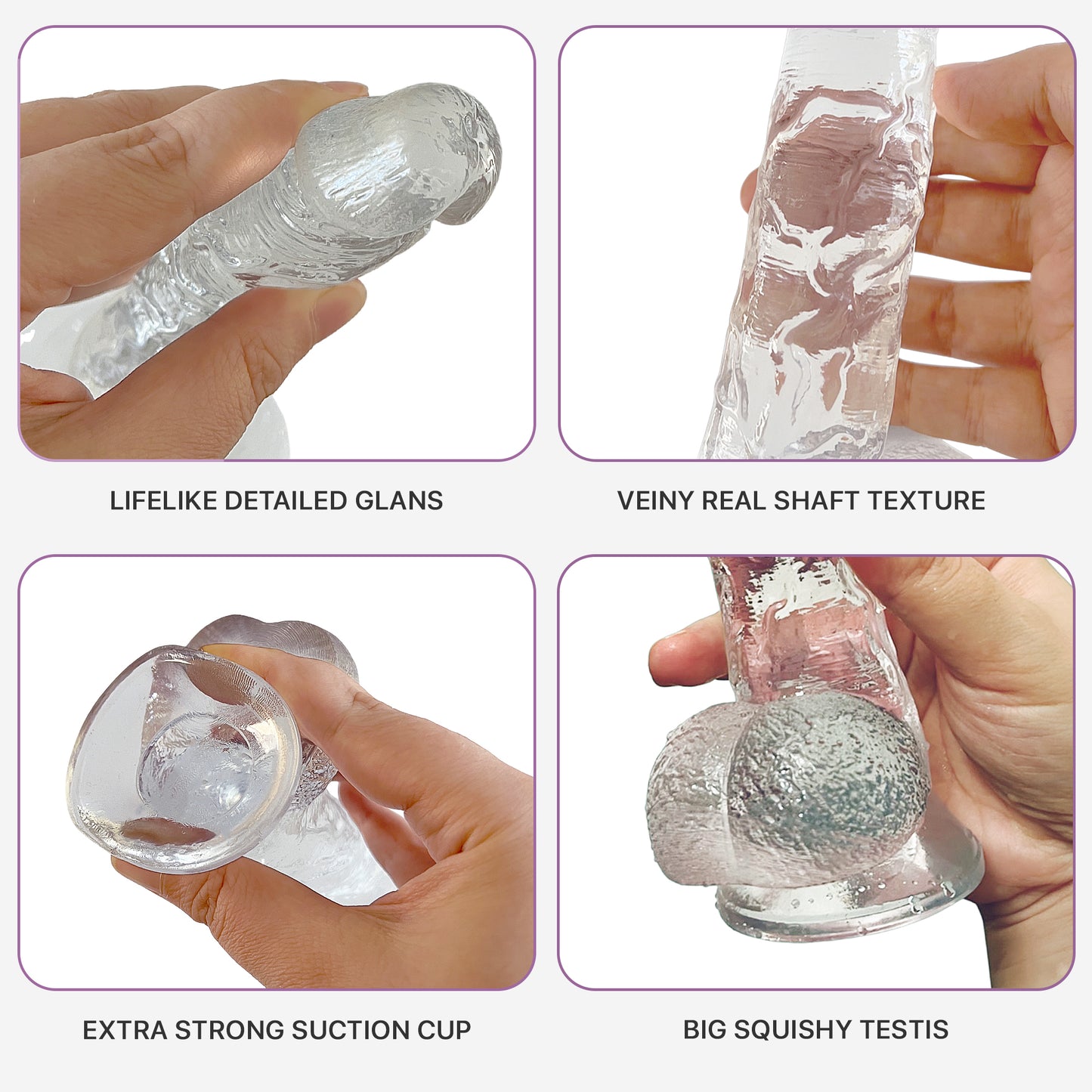 Erotoy Clear Realistic Textured Jelly Dildo 7" with Suction Cup