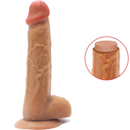 Erotoy Hyper Realistic Dildo Double Layered Premium Lifelike Liquid Silicone Penis Dual Density with Strong Suction Cup
