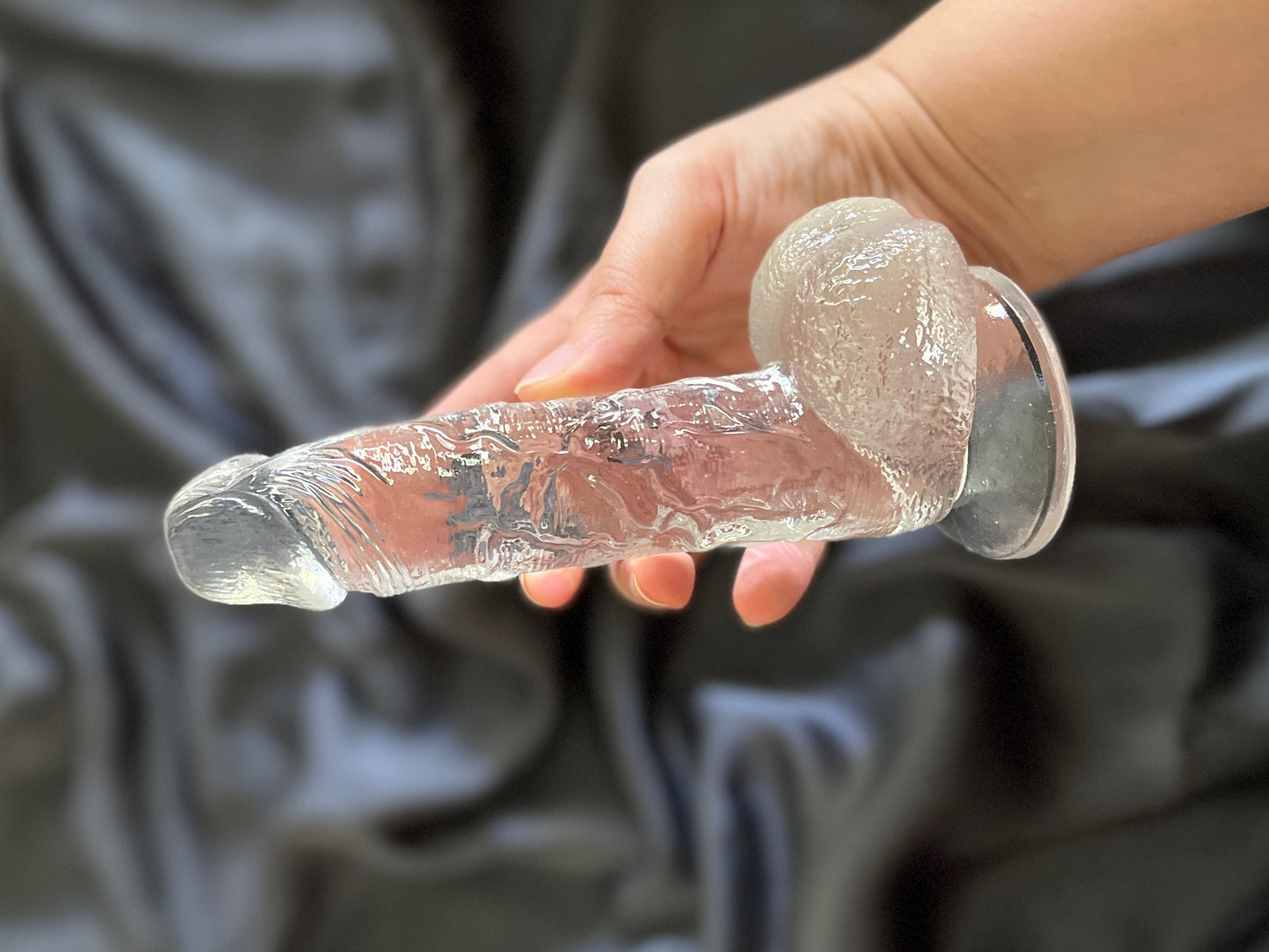 Erotoy Clear Realistic Textured Jelly Dildo 7" with Suction Cup