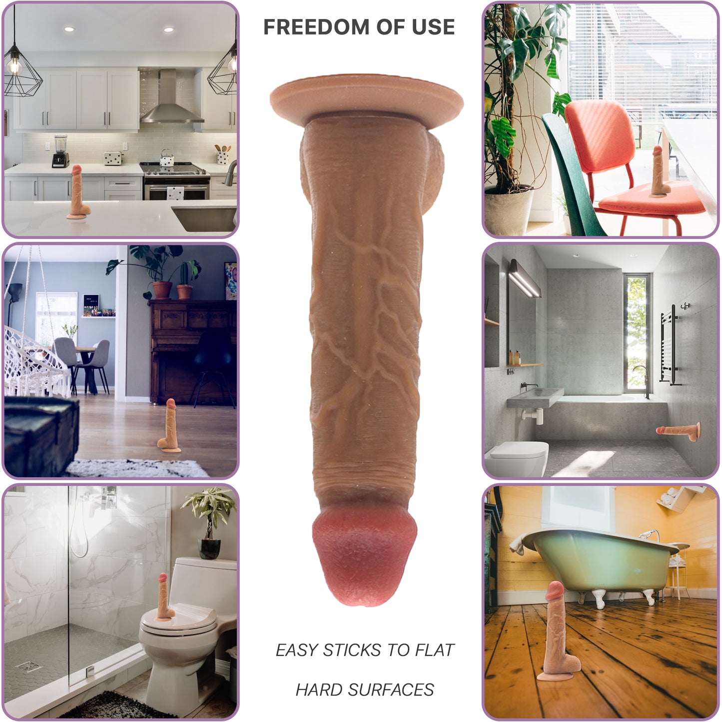 Erotoy Hyper Realistic Dildo Double Layered Premium Lifelike Liquid Silicone Penis Dual Density with Strong Suction Cup