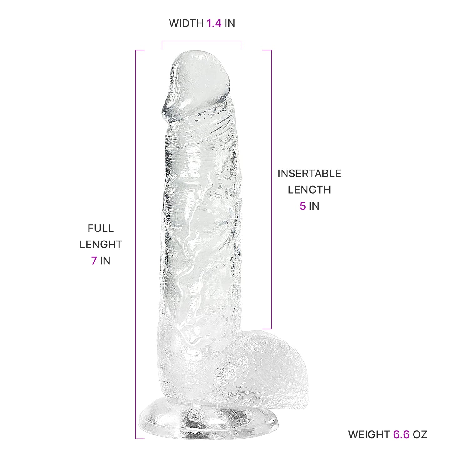 Erotoy Clear Realistic Textured Jelly Dildo 7" with Suction Cup