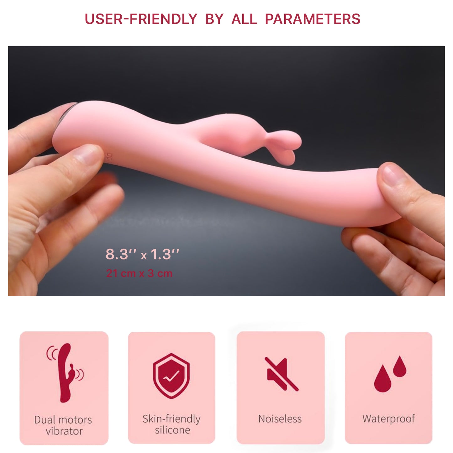 Erotoy Rabbit Vibrator for Clitoral, G-spot, Prostate Stimulation with 10 Vibration Settings Dual Motor
