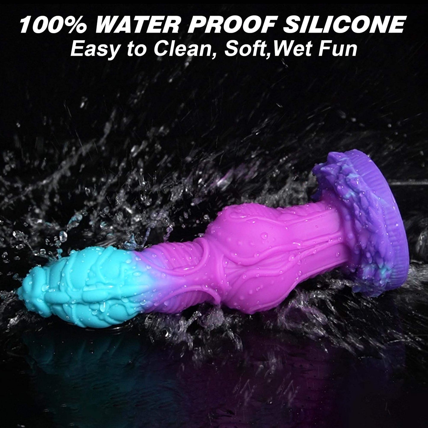 Curved Fantasy Dragon Knot Dildo – Blue Purple Silicone, 9.2"