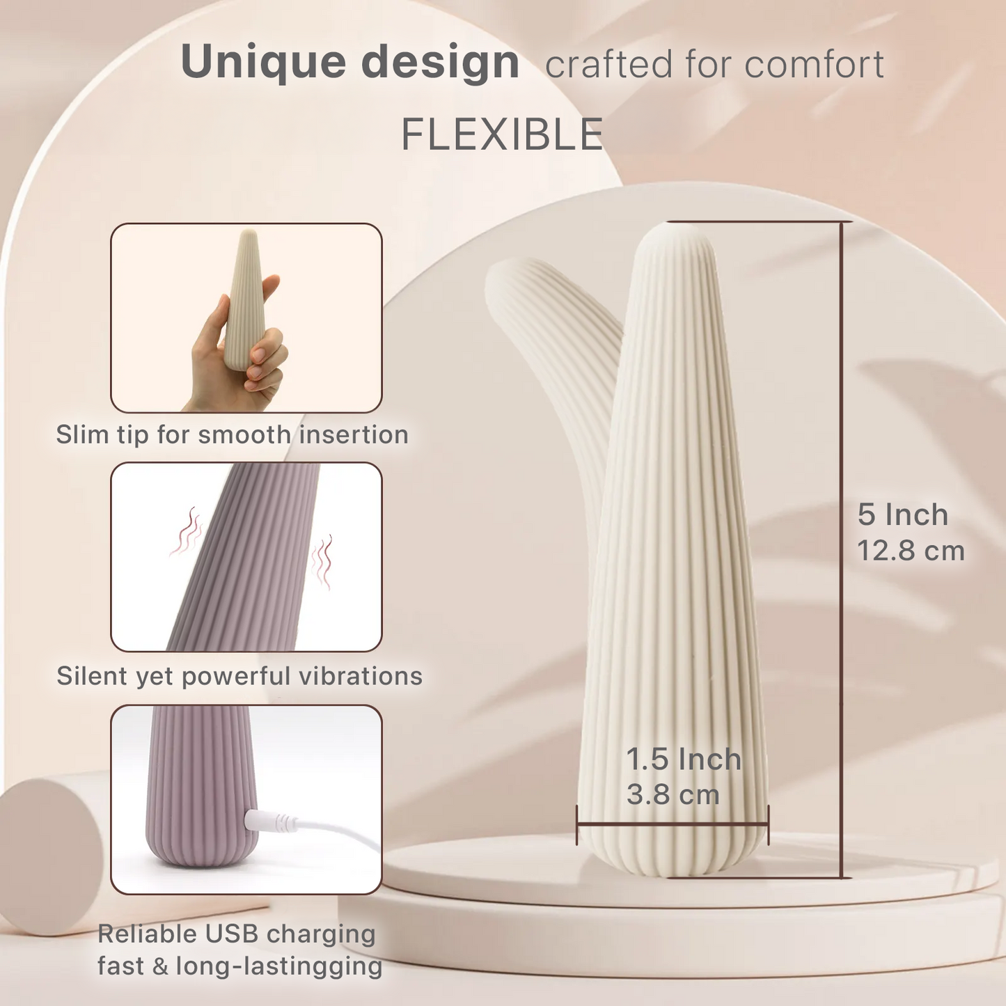 Flexible Soft Silicone Vibrator with Micro Ribs