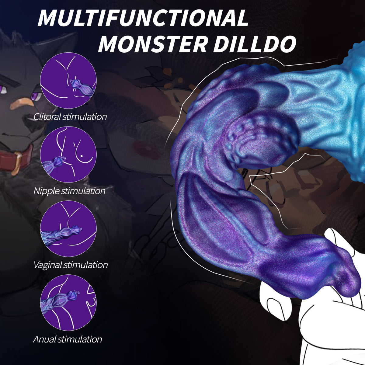 Consolador grueso de fantasía colorido de 8,5 pulgadas de silicona suave