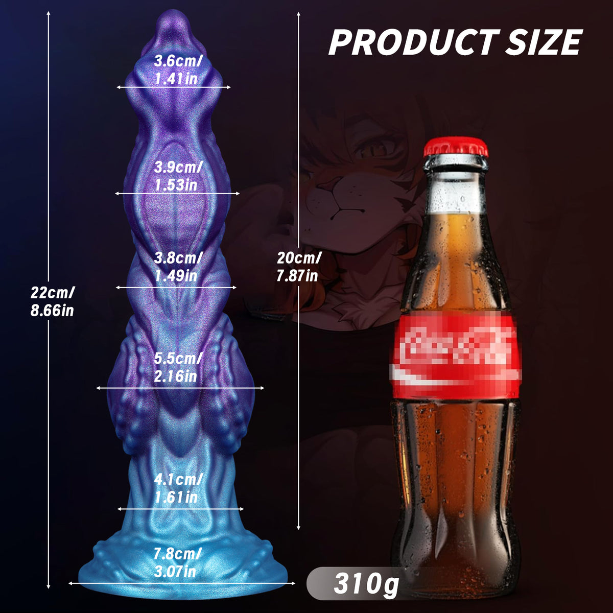 Consolador grueso de fantasía colorido de 8,5 pulgadas de silicona suave