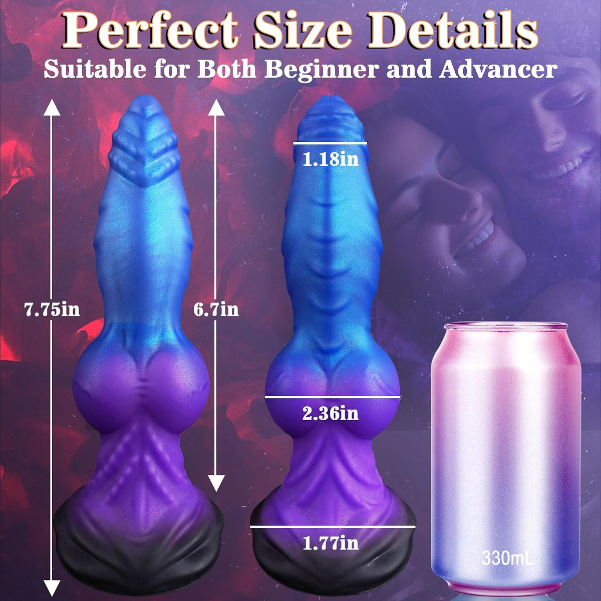 7.7" Azure Dragon Fantasy Knot Dildo with Ribbed Tapered Tip
