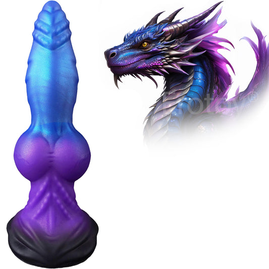 7.7" Azure Dragon Fantasy Knot Dildo with Ribbed Tapered Tip