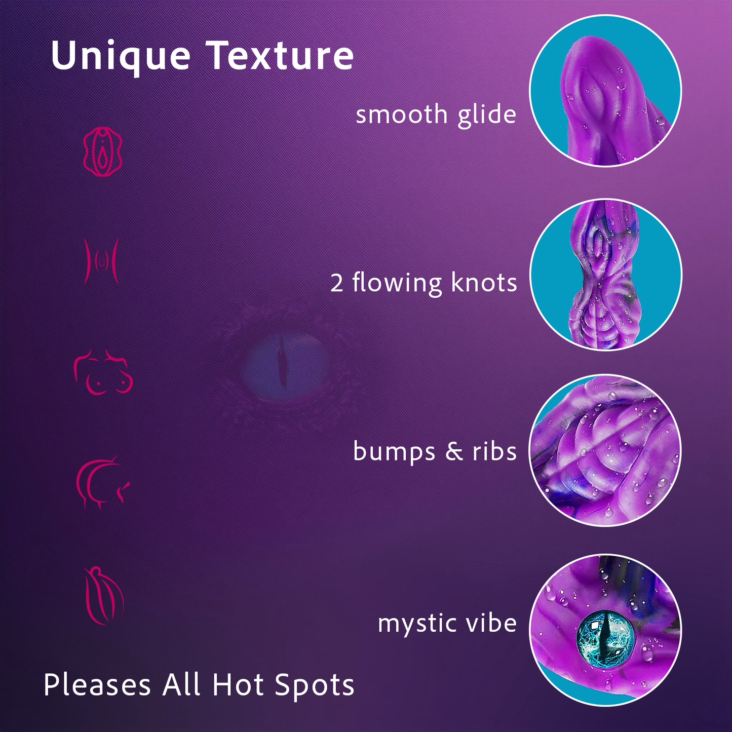 Long Purple Fantasy Dildo with Eye