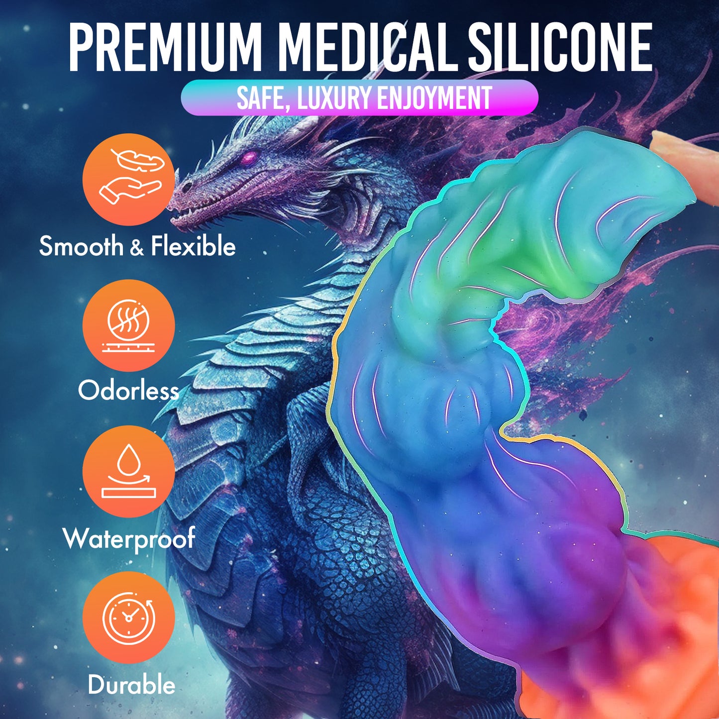 Big 2-Knot Colorful Fantasy Silicone Dildo – Glow-in-the-Dark