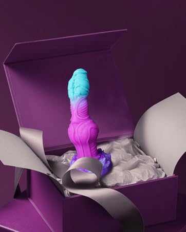 Curved Fantasy Dragon Knot Dildo – Blue Purple Silicone, 9.2"