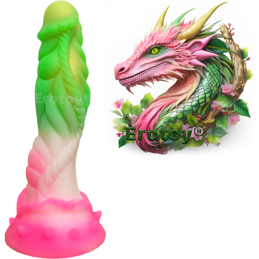 Big Monster Dildo Green-Pink Fantasy Silicone Sex Toy