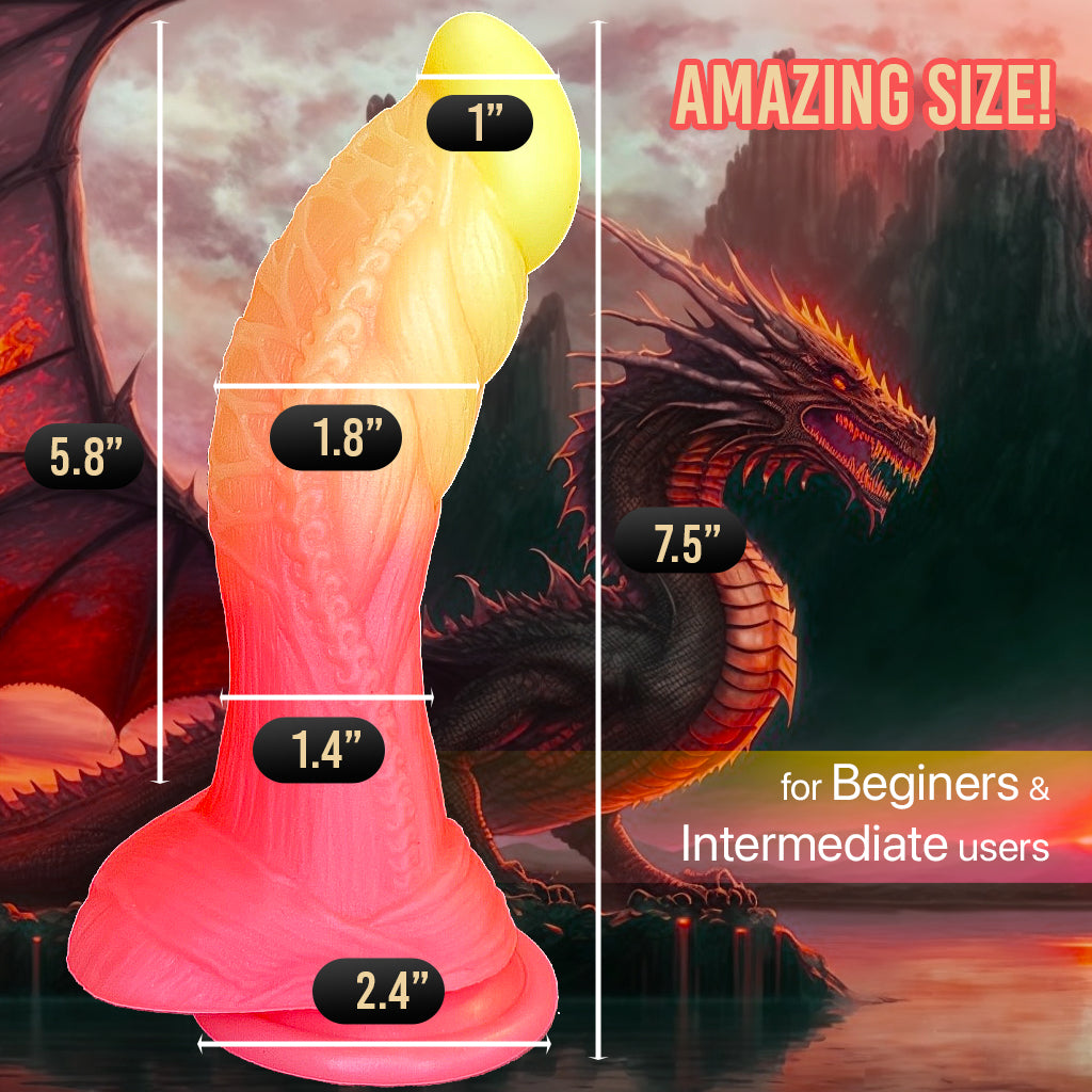 7.5" Curved Fantasy Dildo Orange-Yellow-Pink Neon Colors