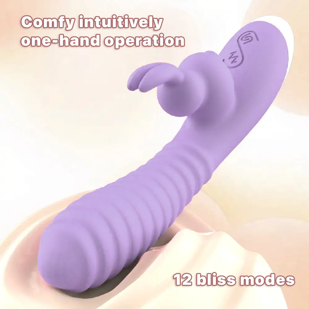 Ribbed G Spot Rabbit Vibrator with Bunny Ears for Clitoris G-spot Stimulation