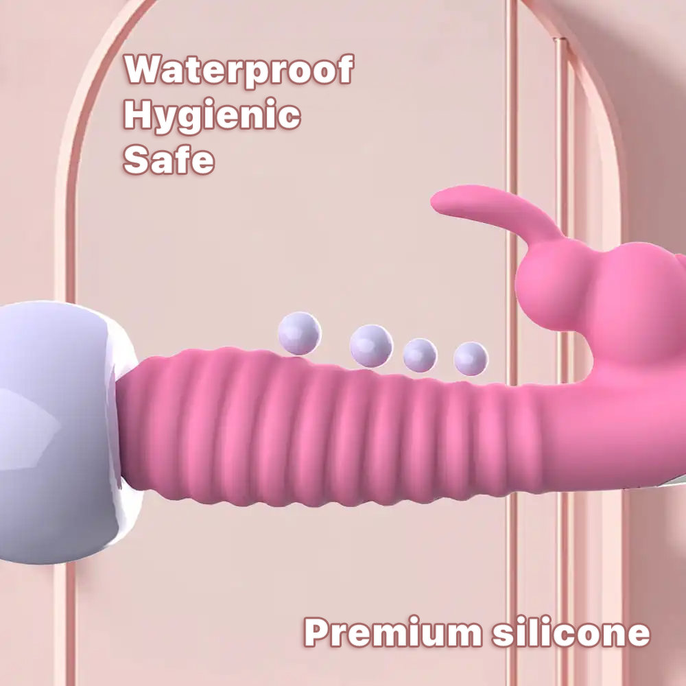 Ribbed G Spot Rabbit Vibrator with Bunny Ears for Clitoris G-spot Stimulation