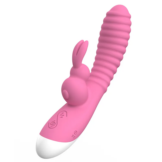 Ribbed G Spot Rabbit Vibrator with Bunny Ears for Clitoris G-spot Stimulation