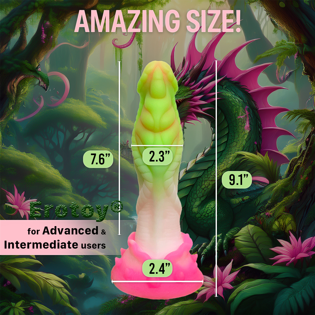 Big Monster Dildo Green-Pink Fantasy Silicone Sex Toy